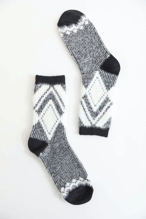 Faux Mohair Diamond Pattern Socks Socks Leto Collection 
