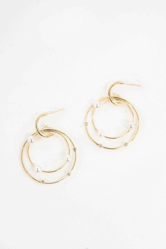 Fawn Pearl Hoop Earrings Lovoda Gold OS 