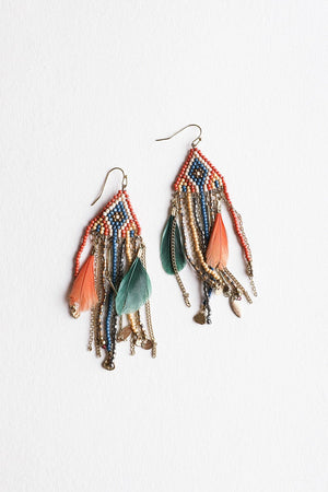 Feather & Beads Boho Earrings Jewelry Leto Collection 