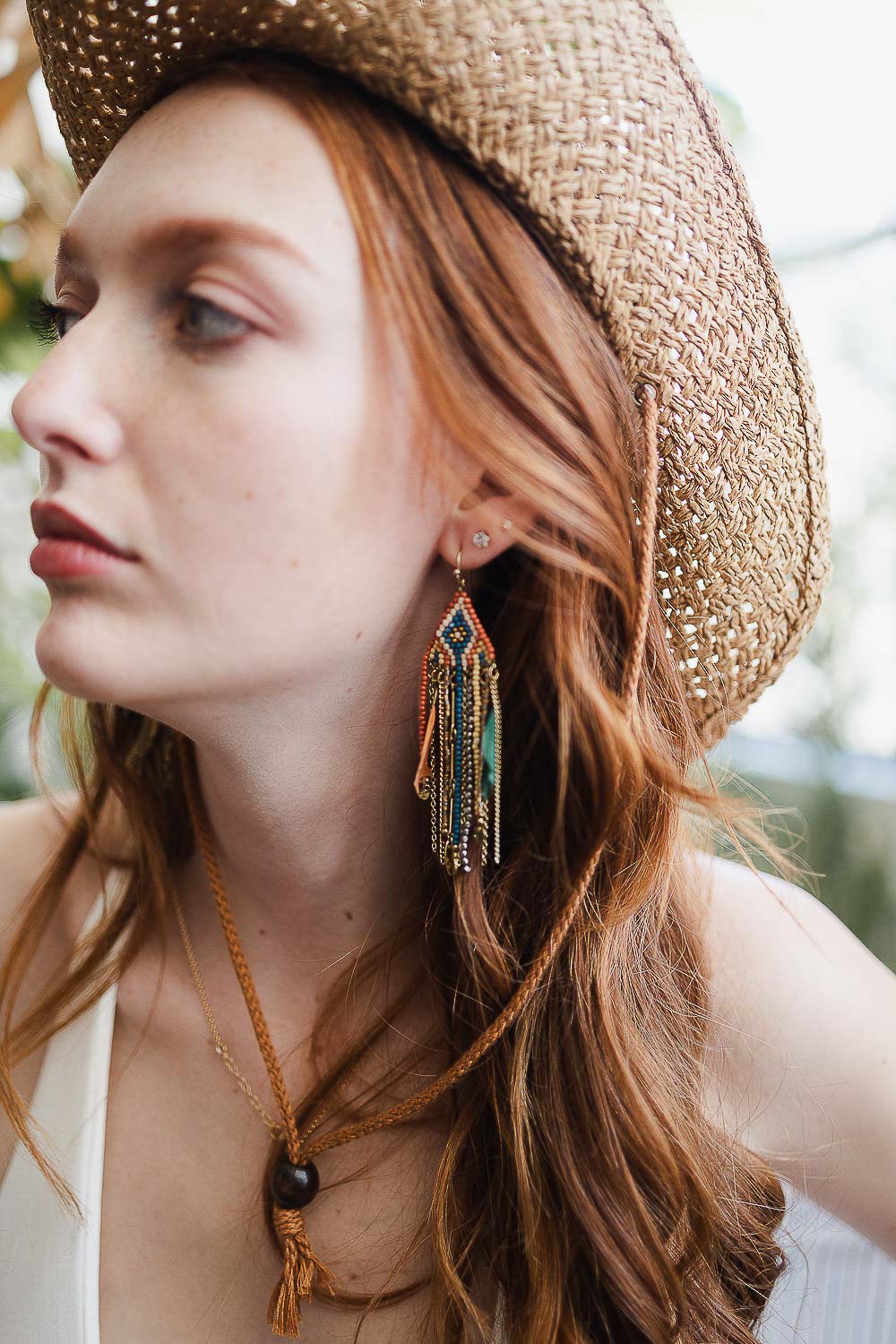 Beads Earrings Bohemian Feather Earrings A Pair Boho Feather