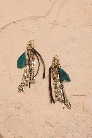 Feather Combo Dangling Earrings Jewelry Leto Collection 