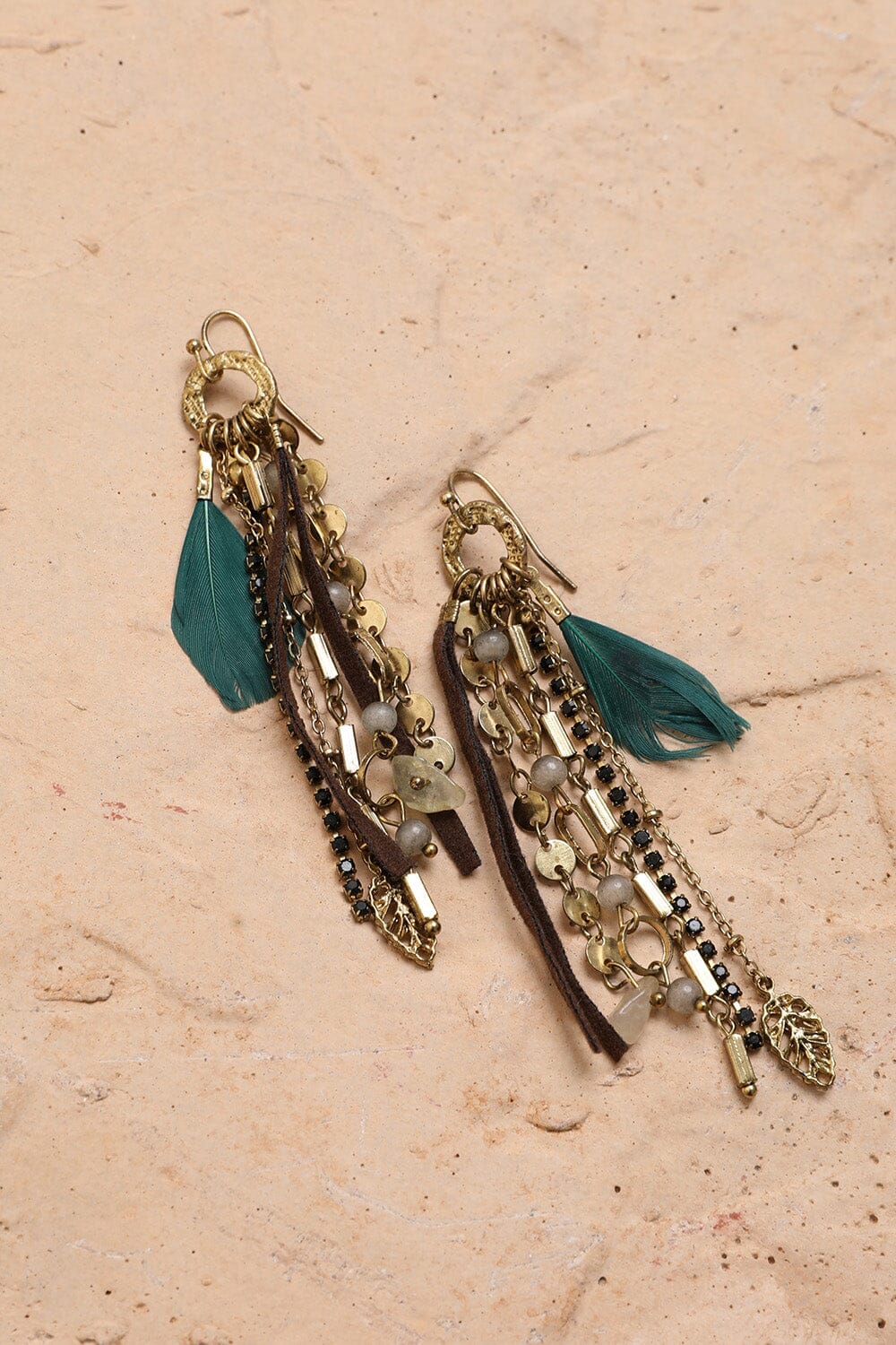Feather Combo Dangling Earrings Jewelry Leto Collection 