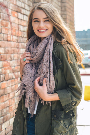 Feather Knit Boho Scarf Scarves Lavender