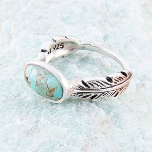 Feather Sterling Silver and Blue Turquoise Ring