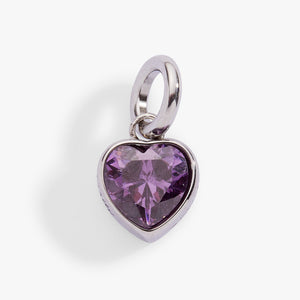 February 'Clarity' Heart Birthstone Charm