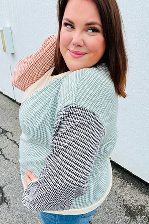 Feeling Casual Rust & Olive Two-Tone Knit Color Block Top Haptics 