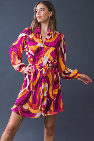 Get on Board Woven Plisse Mini Dress