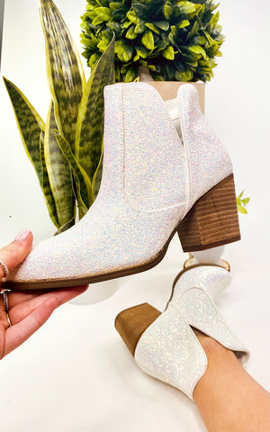 Fiera Glitter Booties in White