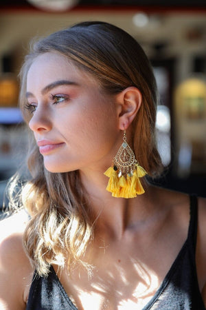 Filigree Raffia Tassel Earrings Jewelry Leto Collection Yellow 