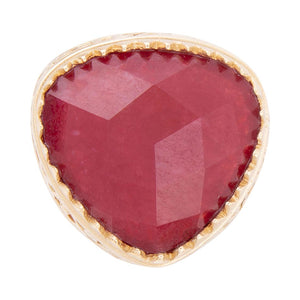 Filigreed Merlot Red Quarrtz Golden Statement Ring