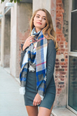 Flannel Frayed Edge Blanket Scarf Scarves Leto Collection 