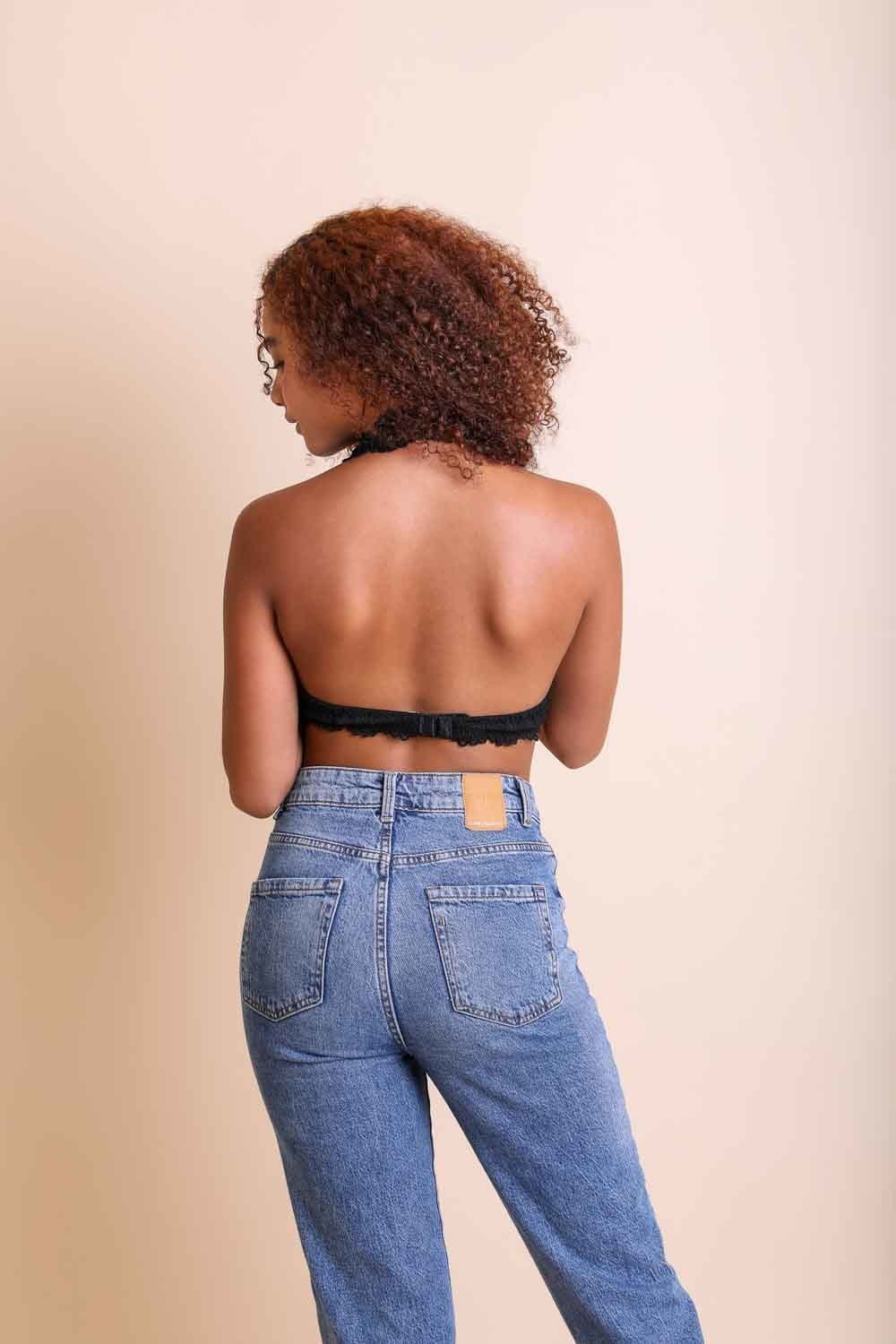 Floral Lace Halter Bralette Small / Black