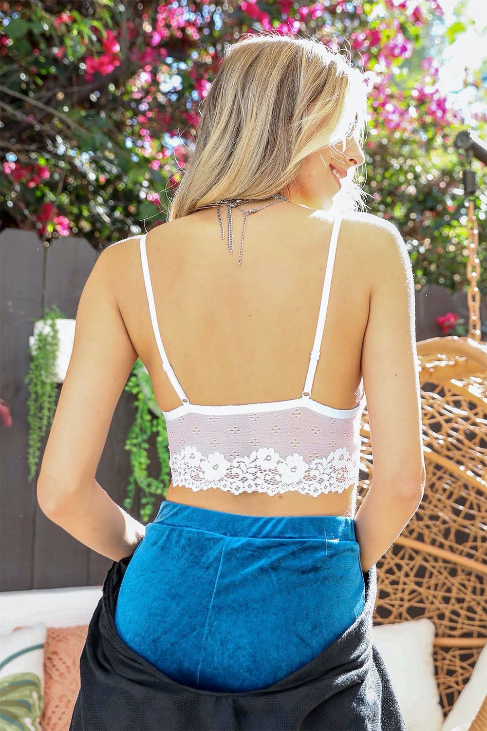 white strappy bralette top