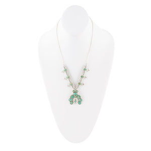 Squash Blossom Statement Blue Turquoise and Sterling Silver Necklace