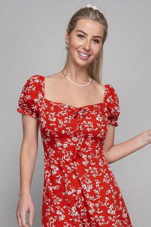 Floral Sweetheart Neck Dress Nuvi Apparel 