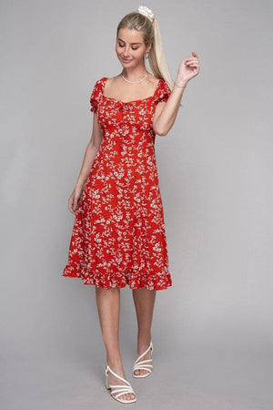 Floral Sweetheart Neck Dress Nuvi Apparel 