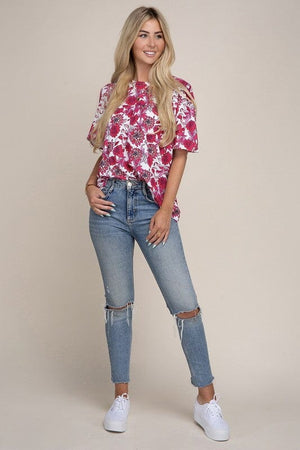 Flutter Sleeve Floral Top Nuvi Apparel 