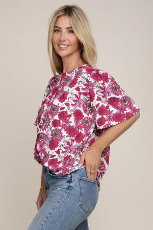 Flutter Sleeve Floral Top Nuvi Apparel 