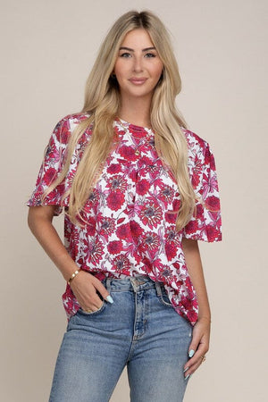 Flutter Sleeve Floral Top Nuvi Apparel floral s 