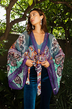 Free Spirit Boho Tie Front Wrap w/ Armholes Kimono