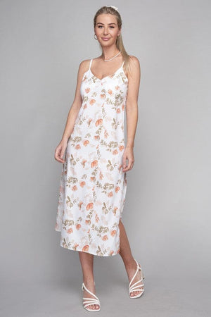 Frenchy Tied Backless Floral Cami Dress Nuvi Apparel Ivory S 