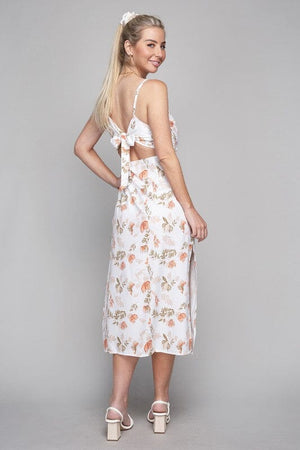 Frenchy Tied Backless Floral Cami Dress Nuvi Apparel Ivory XL 