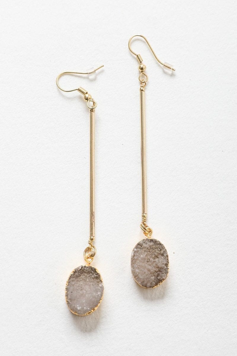 Gemstone Drop Earrings Jewelry Leto Collection Stone White 