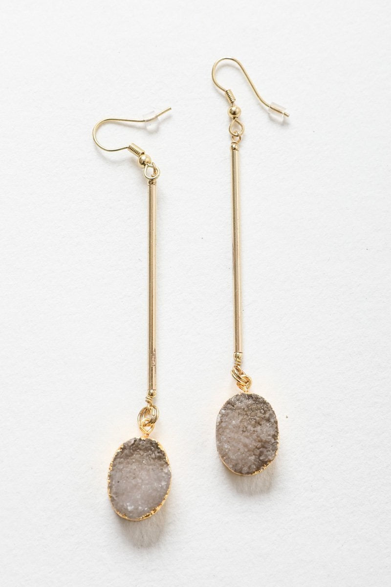 Gemstone Drop Earrings Jewelry Stone White