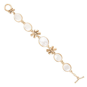 Gifted White Mother of Pearl Golden Bow Link Bracelet