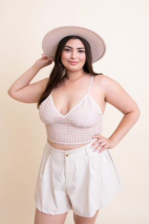 Gingham Smocked Bralette Plus Plus Size Leto Collection 