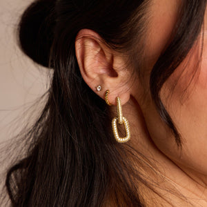 Gold Pavé Double Link Hoops