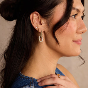 Gold Pavé Double Link Hoops