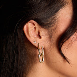 Gold Pavé Double Link Hoops