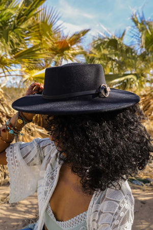 Gold Ring Buckle Bolero Hat Hats Black