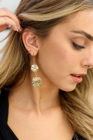 Golden Sunburst Drop Earrings Jewelry Leto Collection 