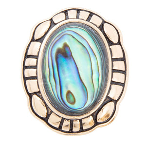 Green Abalone Golden Statement Ring