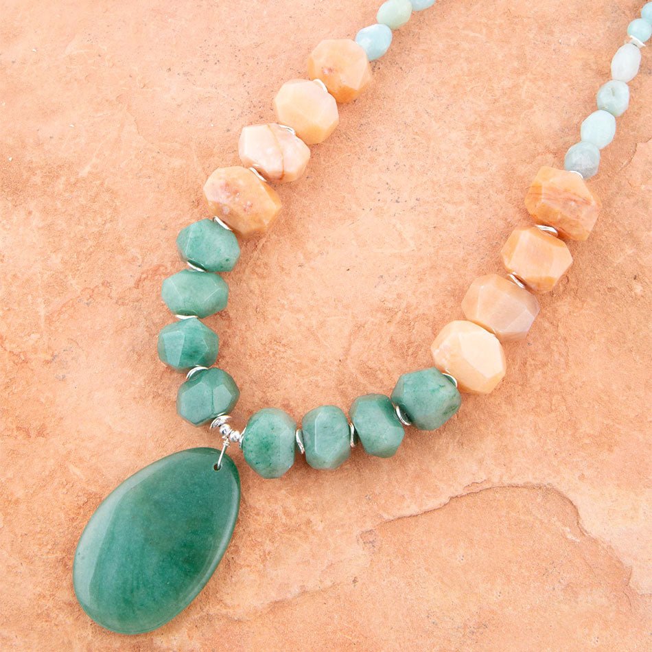 Green Aventurine Bold Pendant Necklace