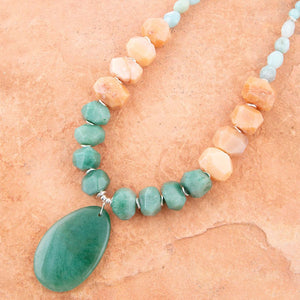 Green Aventurine Bold Pendant Necklace