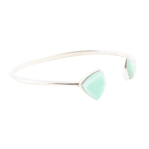 Green Chrysophase Open Sterling Silver Cuff Bracelet
