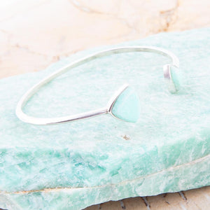 Green Chrysophase Open Sterling Silver Cuff Bracelet