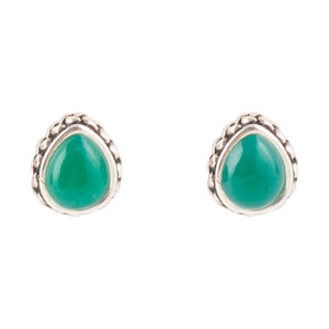 Green Onyx Teardrop Post Earrings