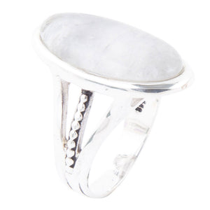 Grey Quartz and Sterling Silver Oval Ring