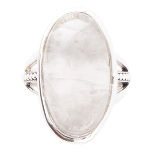 Grey Quartz and Sterling Silver Oval Ring