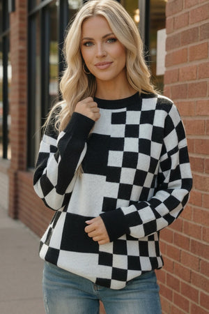 Pixel Perfect Black and White Pullover
