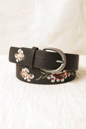 Hibiscus Embroidered Belt Hats & Hair Leto Collection Black 