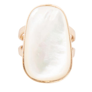 High Class White Mother of Pearl Golden Ring