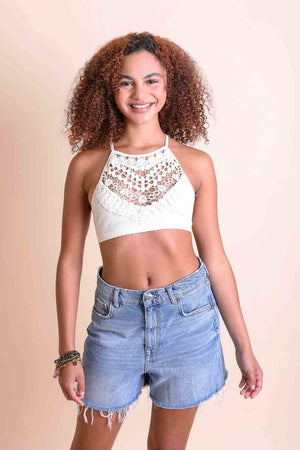 High Neck Crochet Lace Bralette XS/S / Ivory