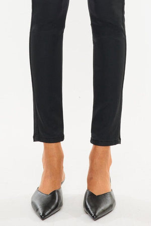 High Rise Black Coated Ankle Skinny Jean-KC6341ABK Kan Can USA 