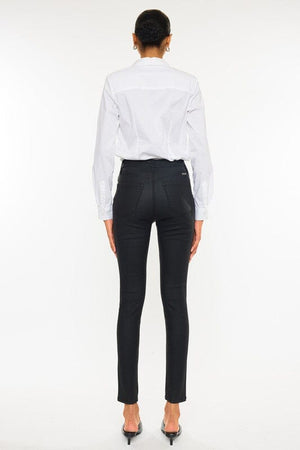 High Rise Black Coated Ankle Skinny Jean-KC6341ABK Kan Can USA 