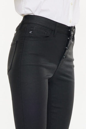 High Rise Black Coated Ankle Skinny Jean-KC6341ABK Kan Can USA 